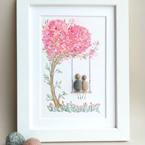 Beautiful Pebble Art, Couple art, Wall Decor, Beach Decor, Home Decor, Framed Art
