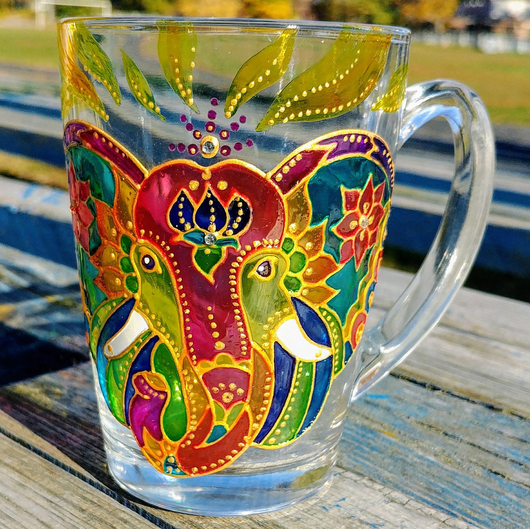 Elephant Coffee Mug Painted Mug Elephant Custom mug Etsy
