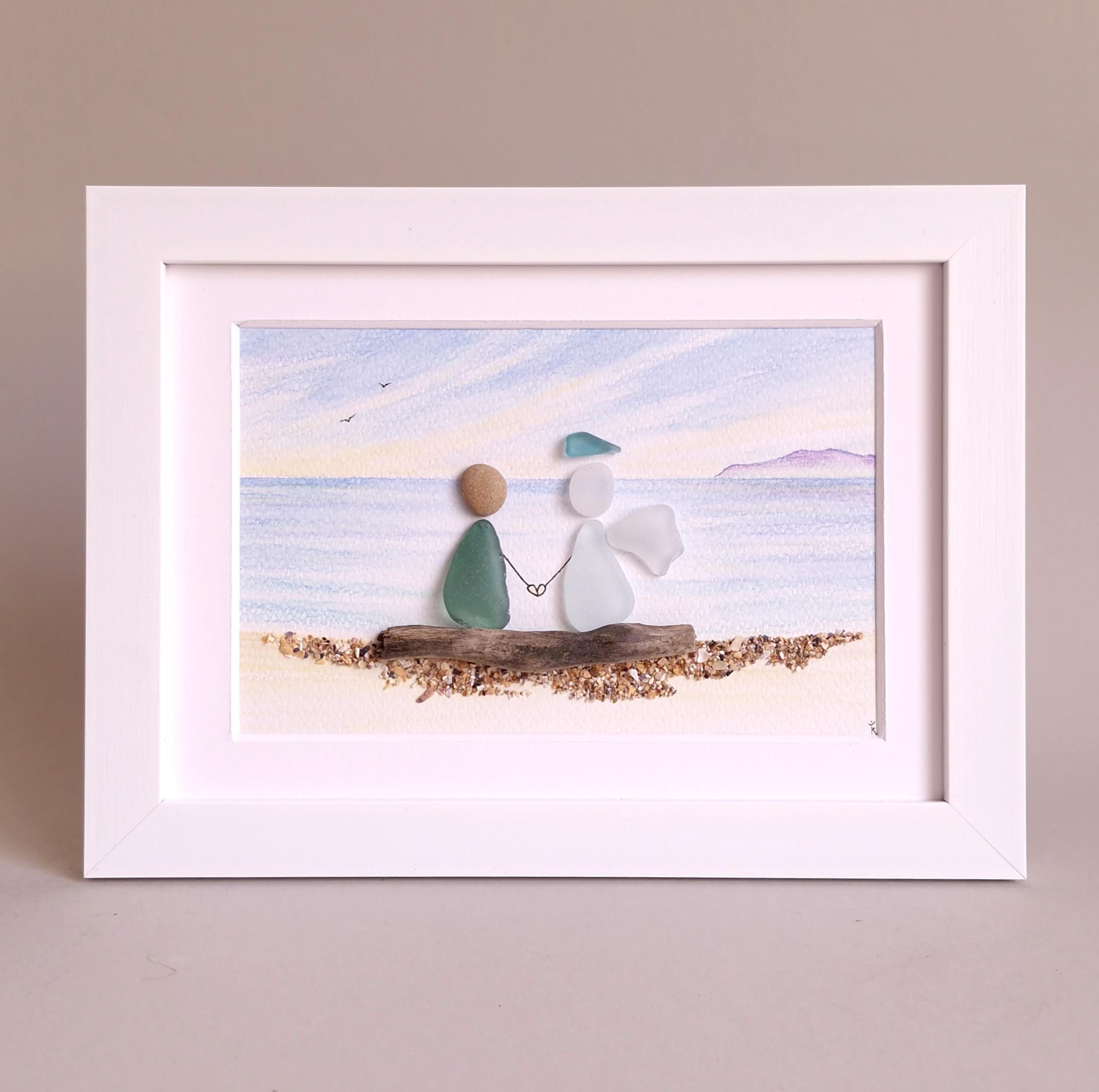 Sea Glass Angel, Sea Glass Art, Pebble Art, Angel Lover Gift