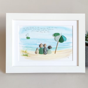 Personalised Family Seaside Beach SeaGlass Picture, Family Pebble Art, By The Sea, Pebble Art For Mom, Family Gift