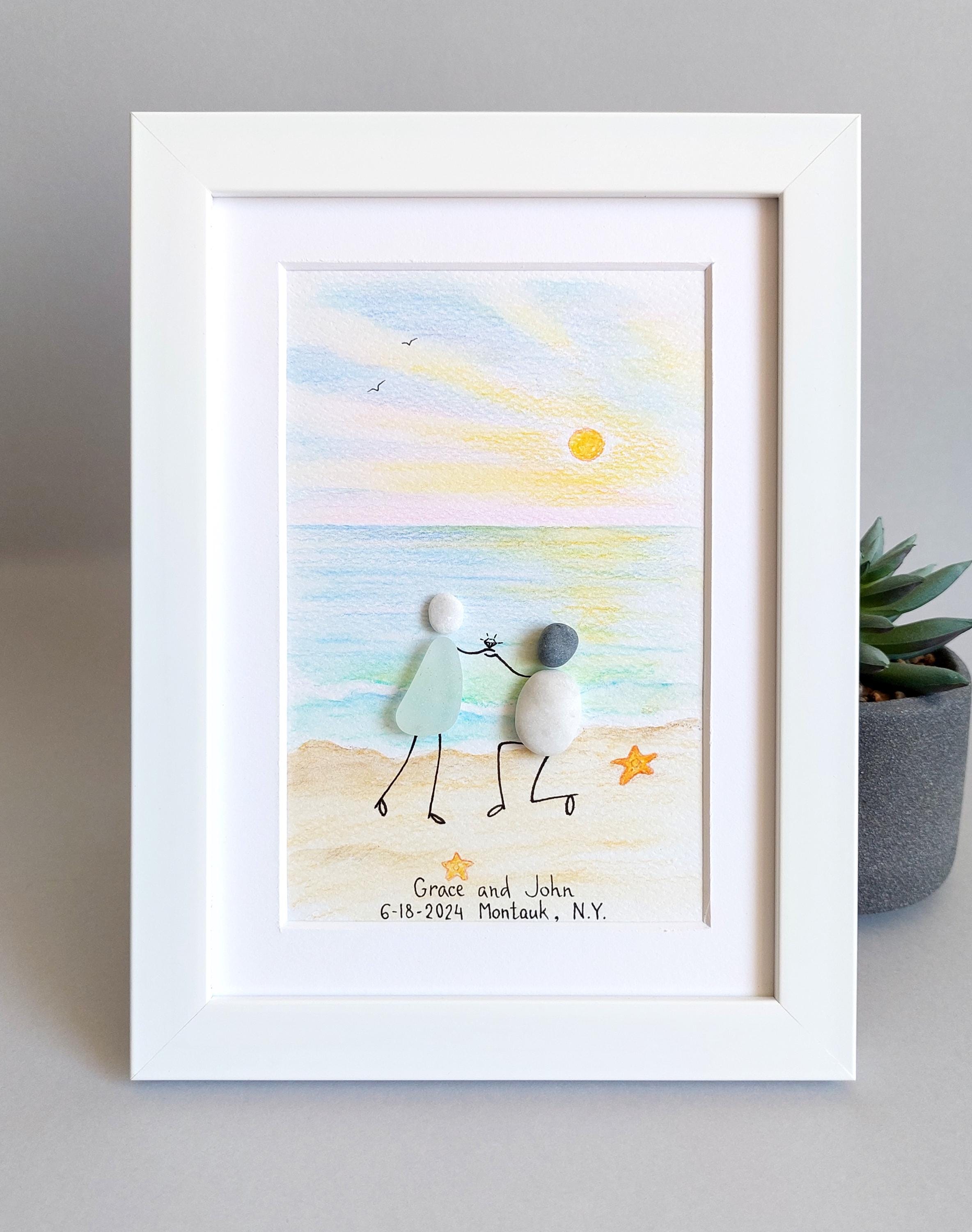 Personalised Sea Glass & Pebble ENGAGEMENT GIFTS for Couple