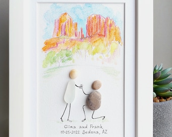 Personalised Sea Glass & Pebble ENGAGEMENT GIFTS for Couple, SeaGlass art couple, Gift for Newly Engaged Couple,SeaGlass art gift for couple