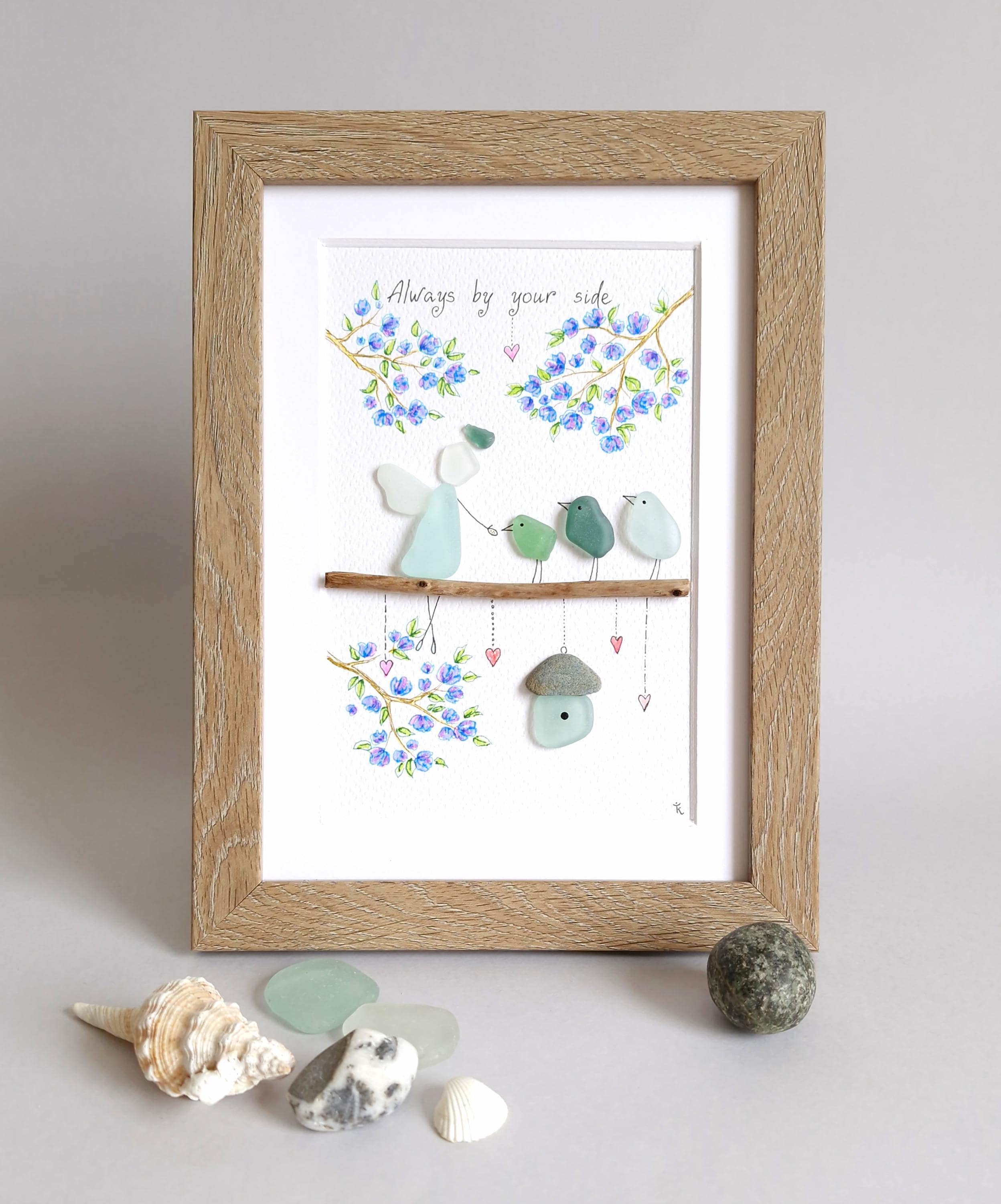 Sea Glass Angel, Sea Glass Art House, Glass Birds, Pebble Art