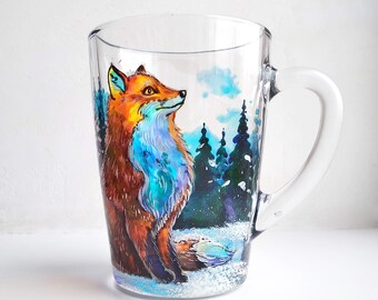 Fox Winter Mug, Orange Autumn Fox, Fox Coffee mug, Fox Gift, Fox Lover Gift, Personalized Fox Mug, Gift for Tea Coffee Lover