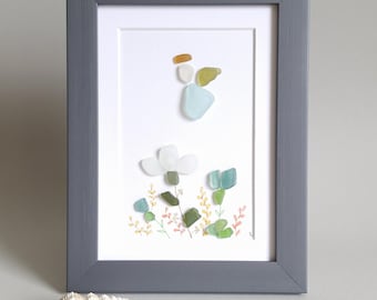 Sea Glass Angel, Sea Glass Art, Handmade, Angel Lover Gift, Always by your side, Sentimental Gift