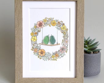 Best friend seaglass art, Personalised gifts, Couple seaglass art, Gift for friend, Love gift, Sister gift, Gifts for her
