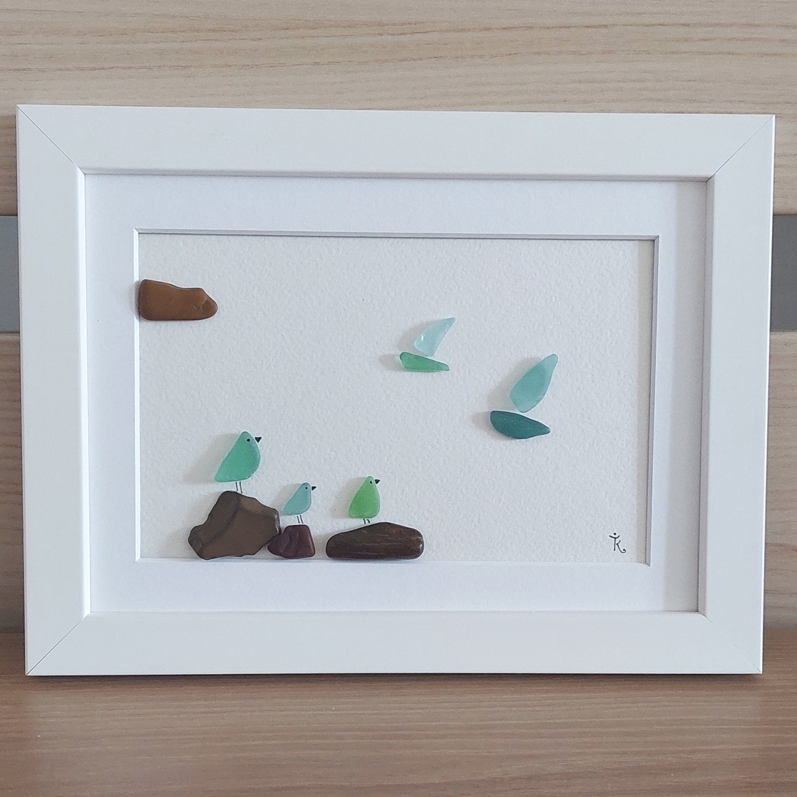 Beautiful Sea Glass Art Picture Pebble Art Wall Decor Beach Etsy