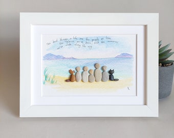 Pebble Art with Family, Beach Decor, Coastal Decor, Nautical Decor, Beach House Decor, Family gift