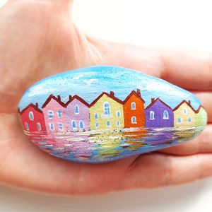 Homes Stone Painting, Painted with Acrylic paints and finished with varnish