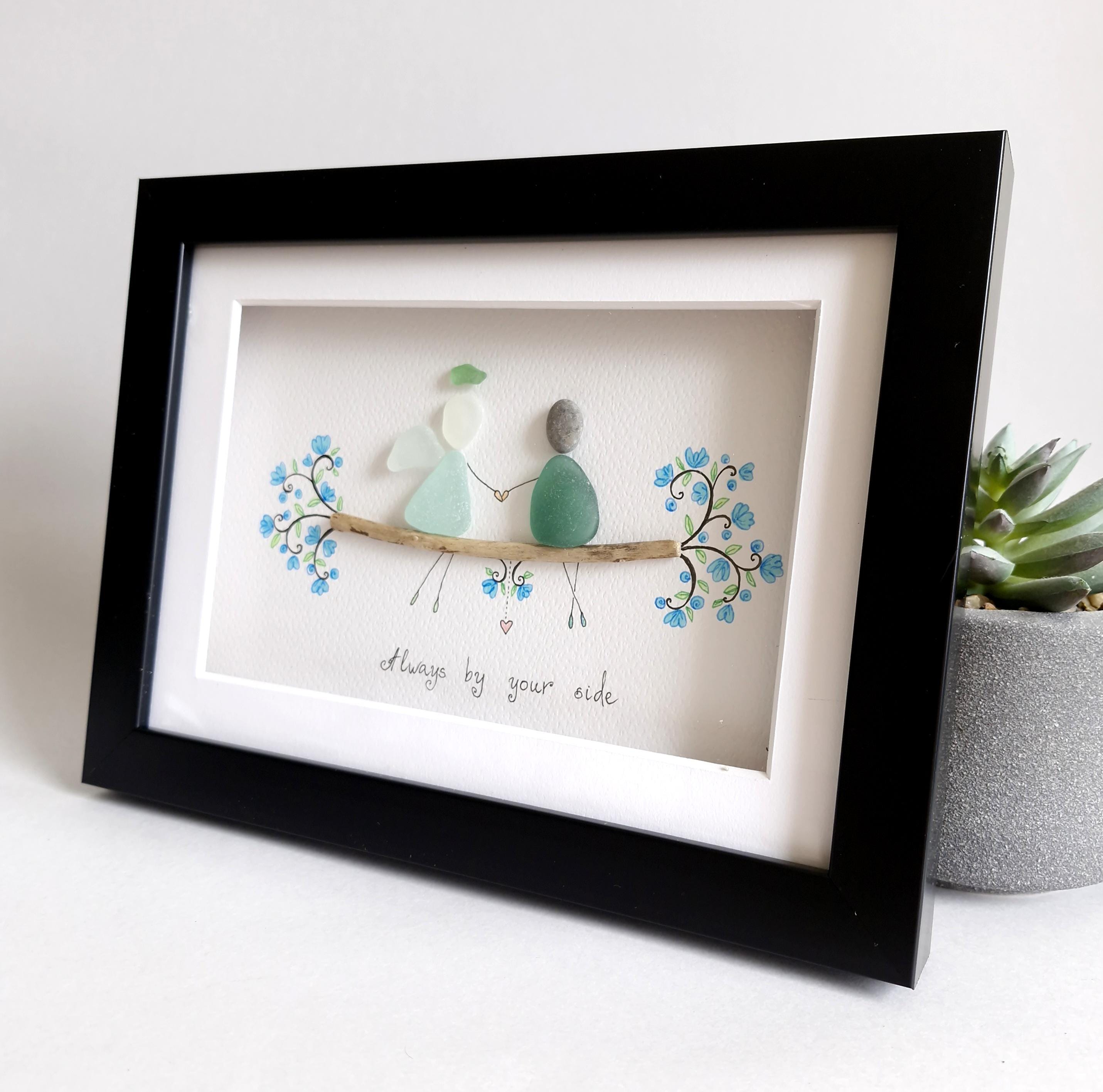 Sea Glass Angel, Sea Glass Art, Angel Lover Gift, Memories Gift, Always by your side, Sentimental Gift