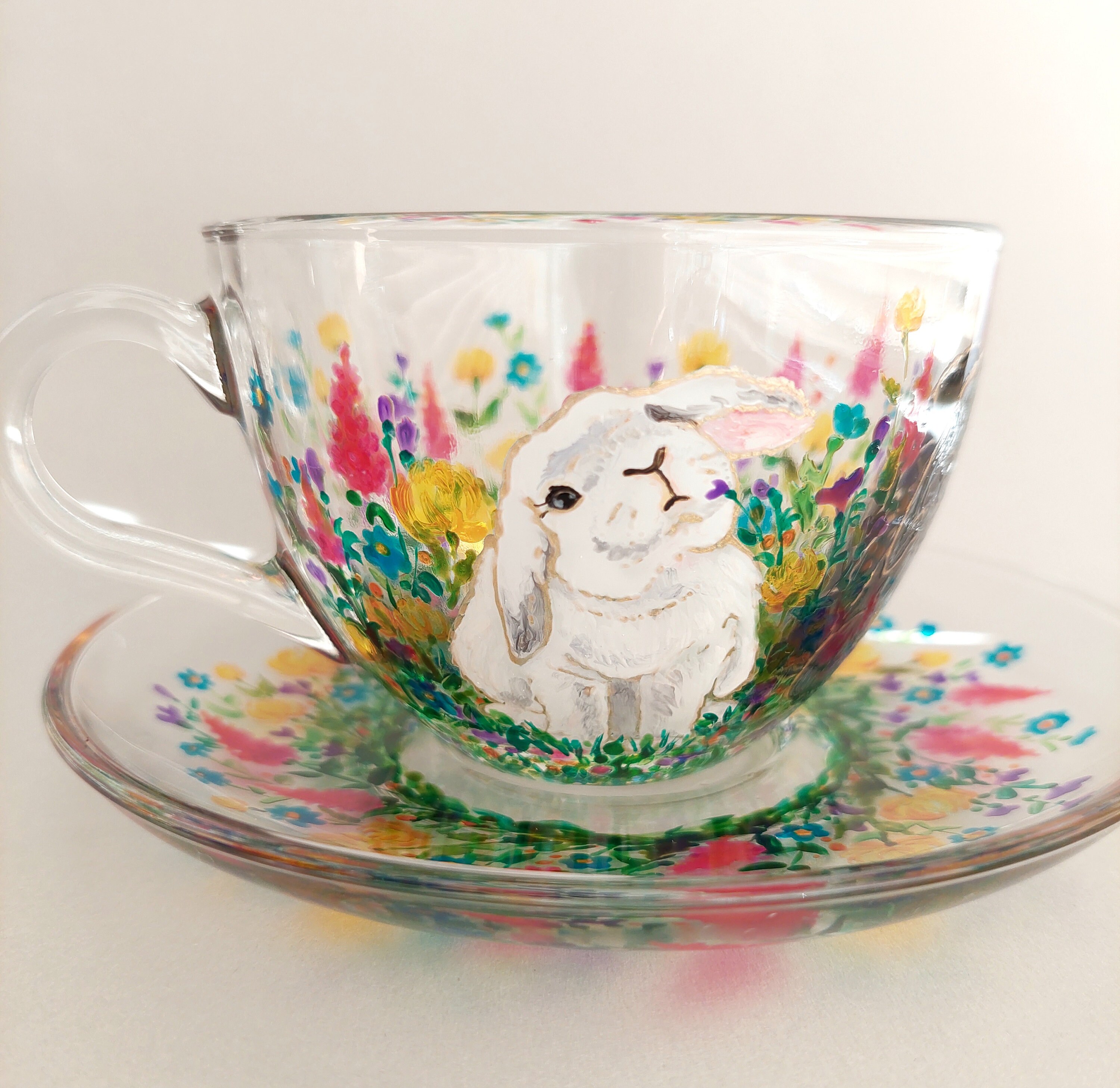 Custom Rabbit Tea Cup and Saucer Bunny Rabbit Family Etsy