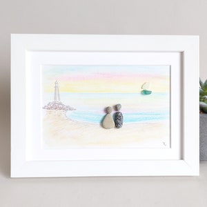 Personalised Family Seaside Beach, Couple SeaGlass Picture, Family Pebble Art, By The Sea, Life on the seaside, Family Gift