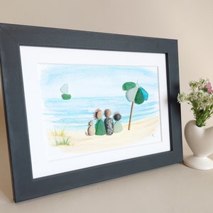 Personalised Family Seaside Beach SeaGlass Picture, Family Pebble Art, By The Sea, Pebble Art For Mom, Family Gift image 9