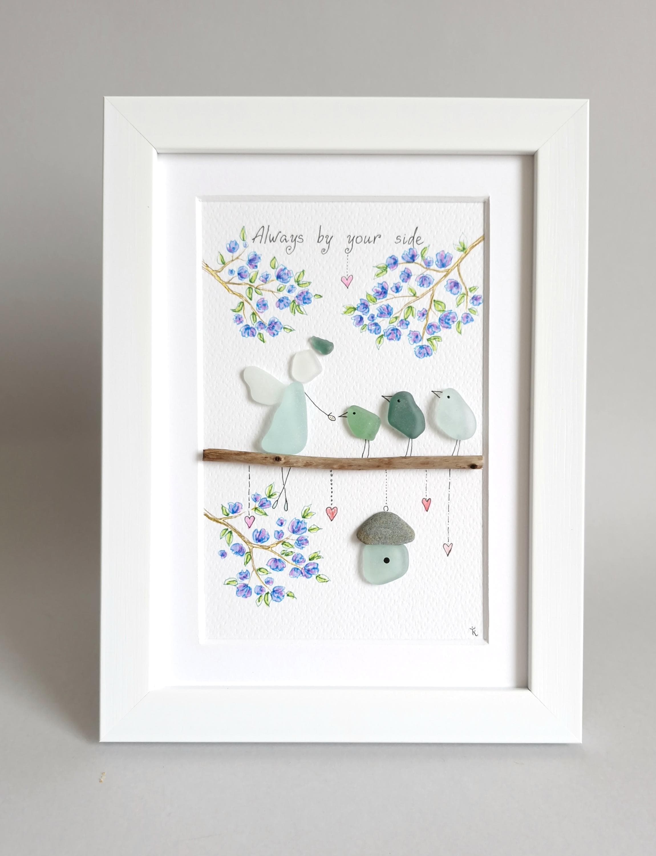 Sea Glass Angel, Sea Glass Art House, Glass Birds, Pebble Art