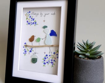 Sea Glass Angel, Colorful Art House, Art Angel, Handmade, Angel Lover Gift, Christmas Gift, Birthday Gift for Her, Sentimental Gift