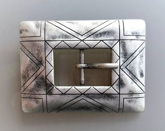 Belt buckle 2 cm passage black silver color