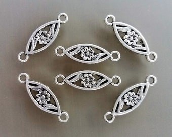 6 links connectors 2.4 cm silver color metal