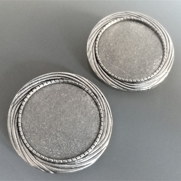 2 supports de broches à cabochons ronds 30 mm coloris argent