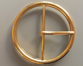 Boucle de ceinture ronde coloris doré passage de 5 cm