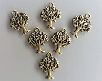 6 pendentifs 2,1 cm arbre de vie métal coloris bronze