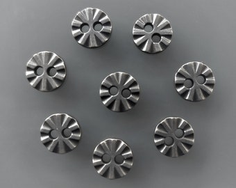 8 fancy round buttons 11 mm steel-colored metal