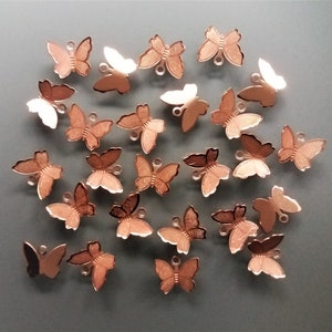 25 copper color metal butterfly charms 10 mm