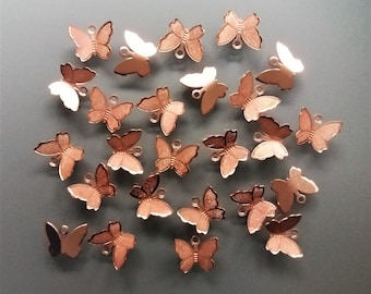 25 copper color metal butterfly charms 10 mm