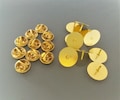 10 supports metal pins gold color base 15 mm