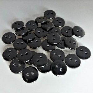 30 boutons ronds 10 mm plastique noir image 2