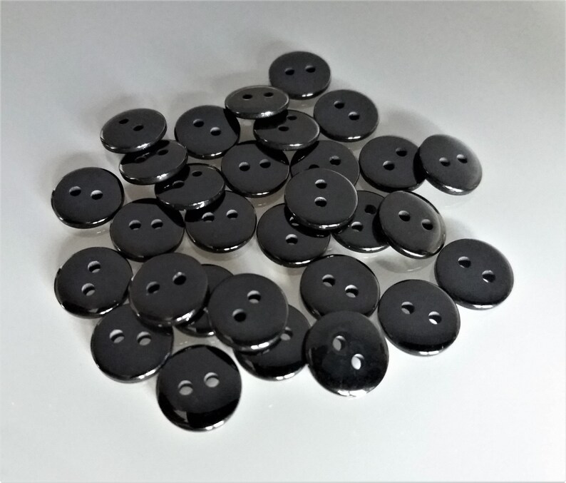 30 boutons ronds 10 mm plastique noir image 2