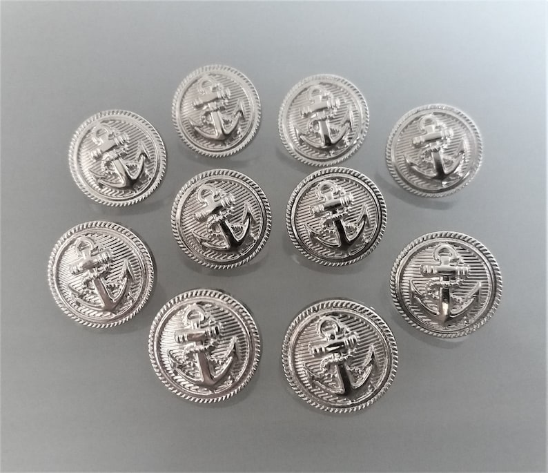 10 boutons ancres 18 mm de coloris argent image 6