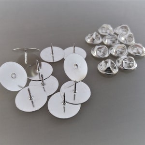 10 supports pin's base 15 mm métal coloris argent clair image 1