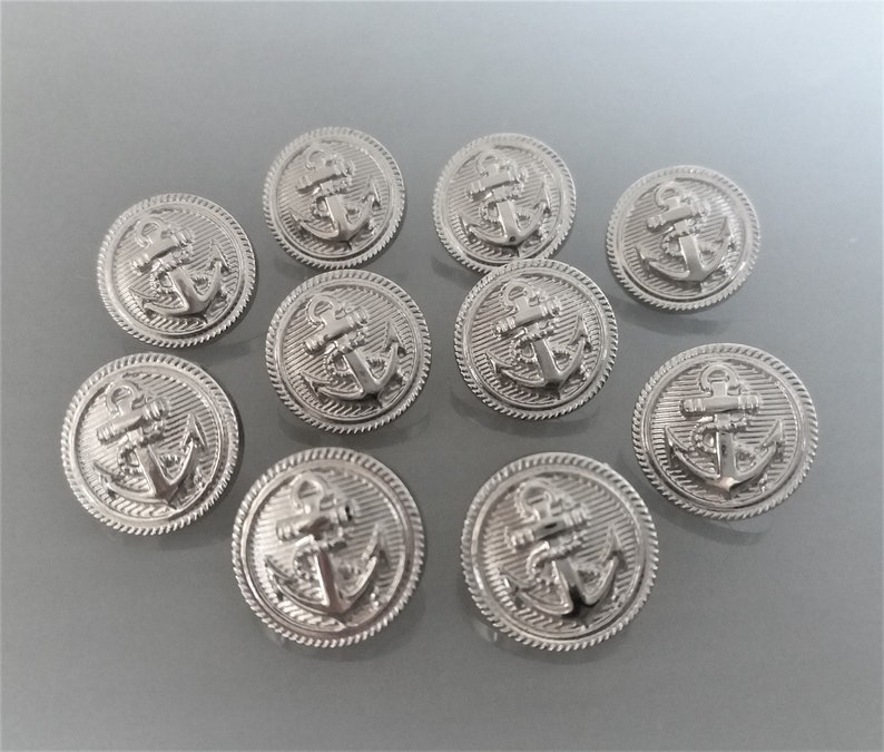 10 boutons ancres 18 mm de coloris argent image 2