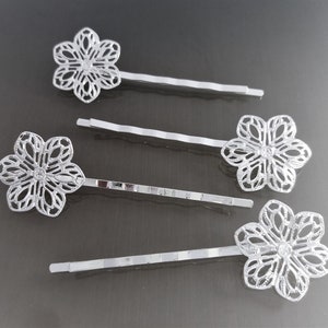 4 barrettes fleur filigrane coloris argent image 1