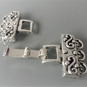 Clasp with 3 rows clips metal silver color image 3