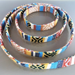 Galon ethnique 1 cm multicolore fond écru