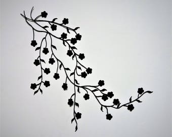 Wall sticker flowers 36 cm color black