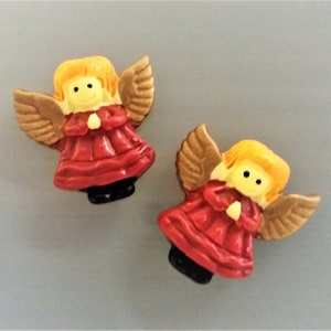 2 anges en résine 25 mm dos plat à coller