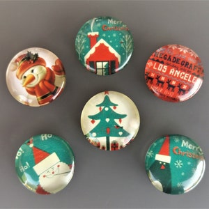 6 cabochons ronds en verre 18 mm motifs Noël