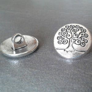 8 buttons 14mm tree of life metal color silver image 5