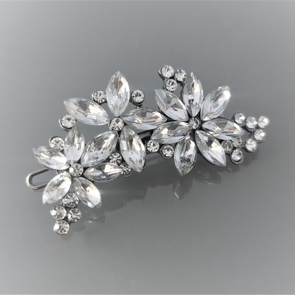 Petite barrette strass 53 mm coloris argent