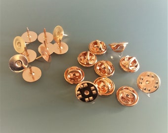 10 supports pin's base 10 mm métal coloris cuivre