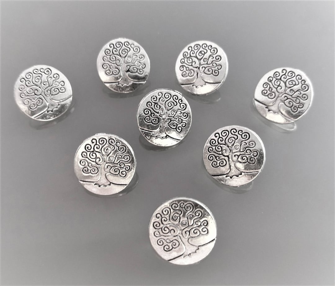8 Buttons 14 Mm Tree of Life Metal Silver Color - Etsy