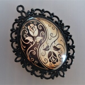 2 pendants for oval cabochons 40 mm X 30 mm black color metal image 6