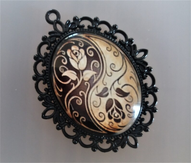 2 pendants for oval cabochons 40 mm X 30 mm black color metal image 6