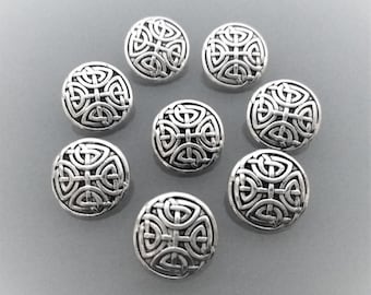 8 round buttons 17mm metal color blackened silver
