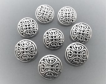 8 boutons ronds 17mm métal coloris argent noirci