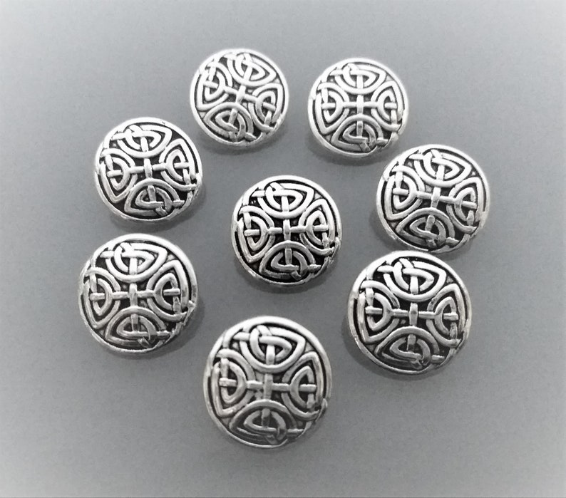 8 round buttons 17mm metal color blackened silver image 1