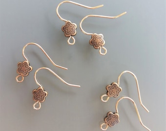 6 fancy supports earrings copper color