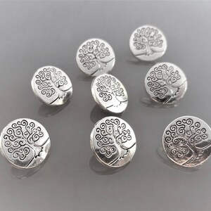 8 buttons 14mm tree of life metal color silver image 3